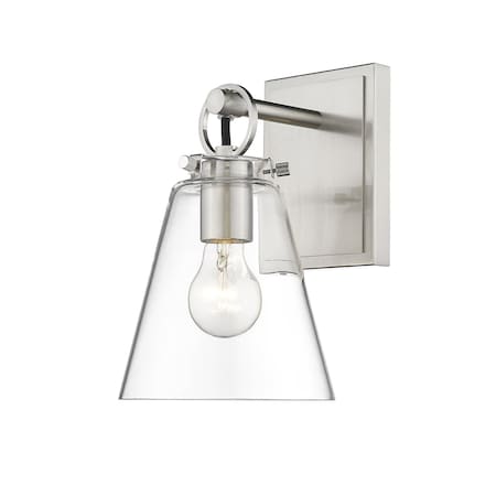 Z-Lite Harper 1 Light Wall Sconce, Brushed Nickel & Clear 483-1S-BN